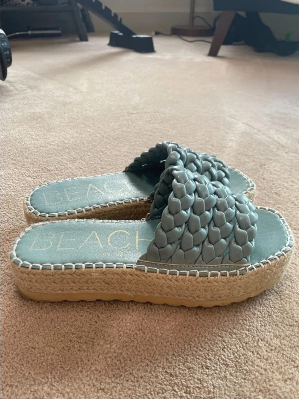 BEACH by Matisse Sky Blue Braided Espadrille Slide